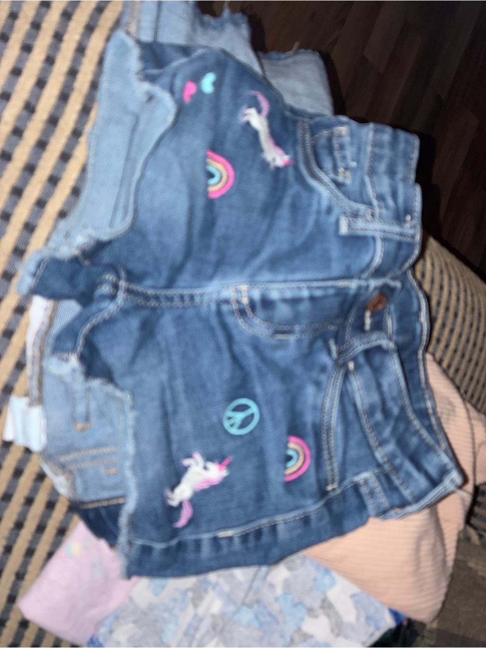 jumping beans Blue Denim Shorts with Unicorns & Rainbows